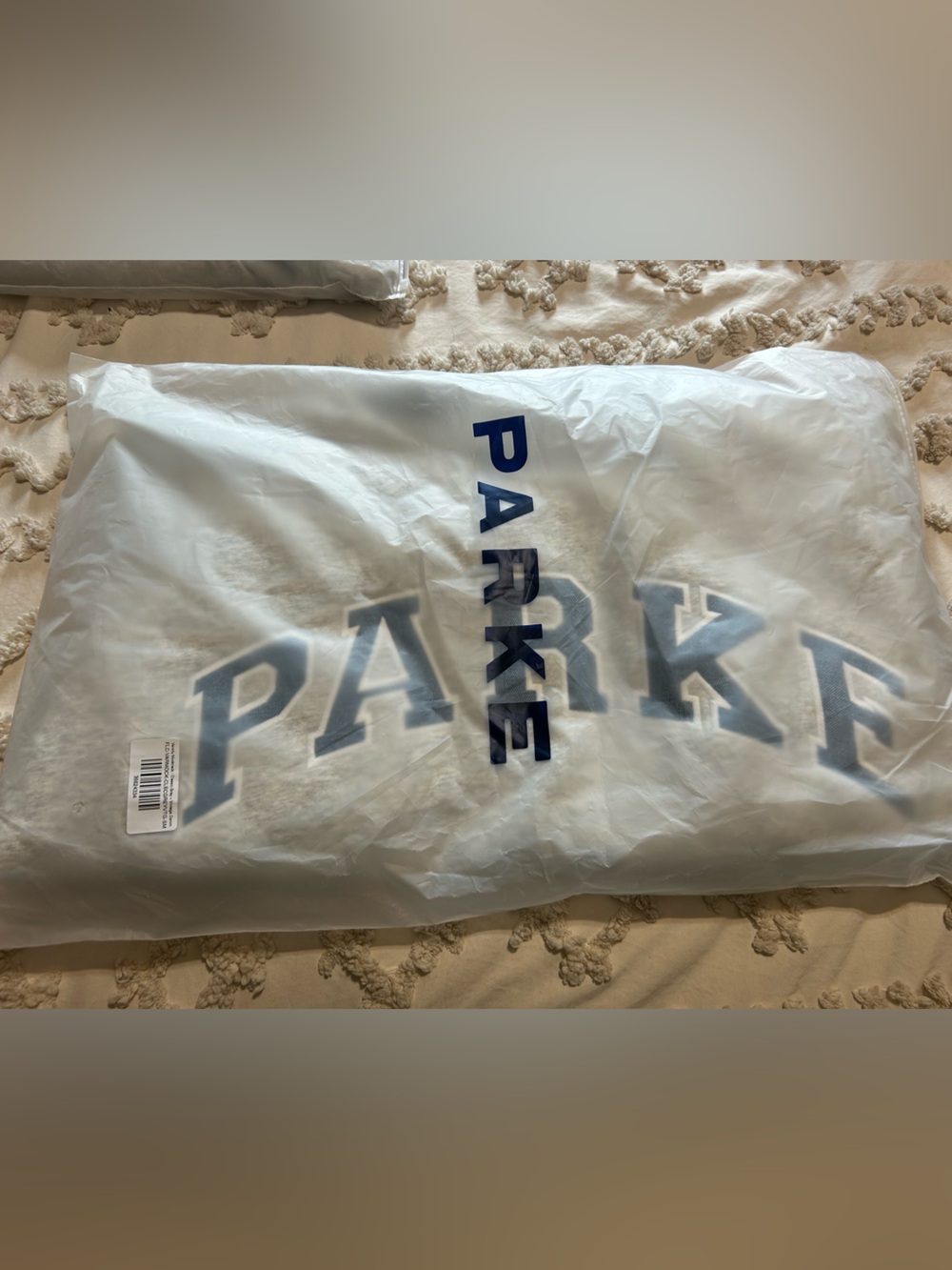 Parke gray mockneck with denim lettering